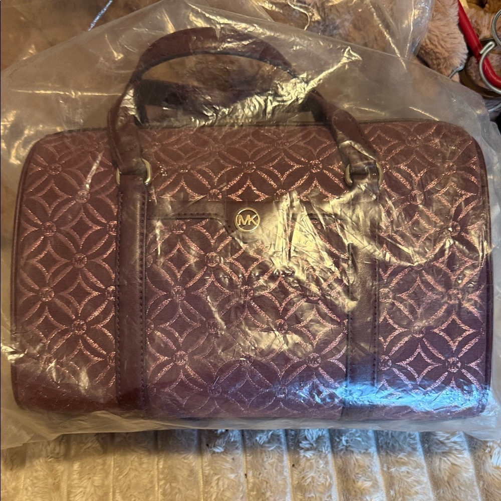 Michael Kors Metallic Plum Quilted Satchel